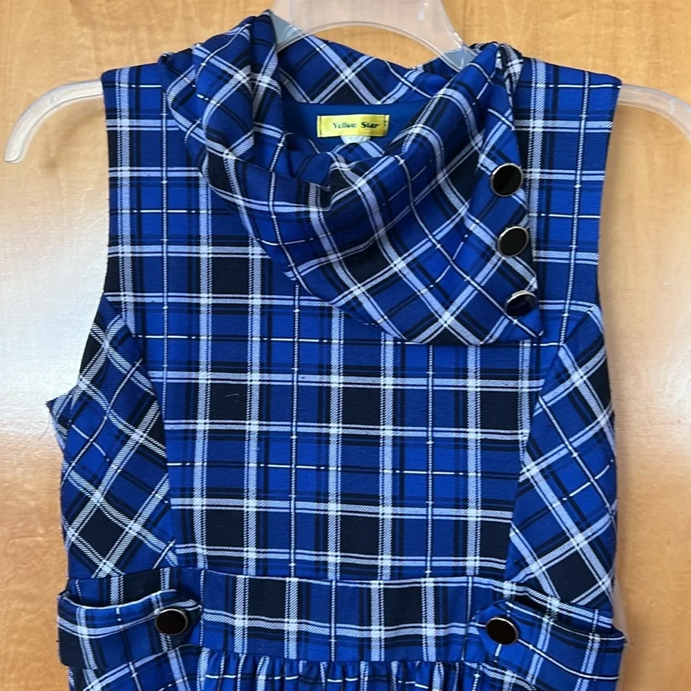 XL blue plaid retro dress. - Picture 2 of 4